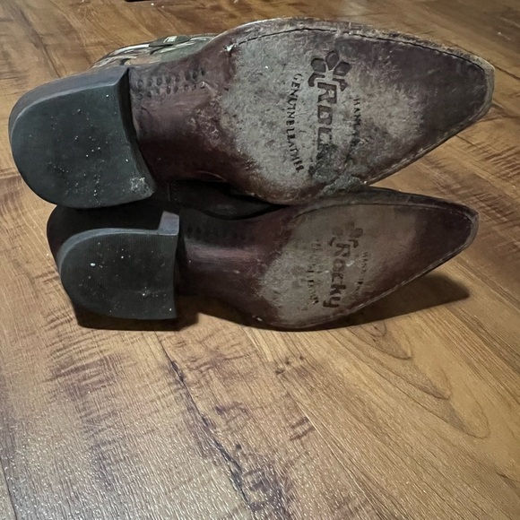 ROCKY HANDMADE Leather Western Cowgirl Boots-Brown Size 6 - Picture 11 of 14